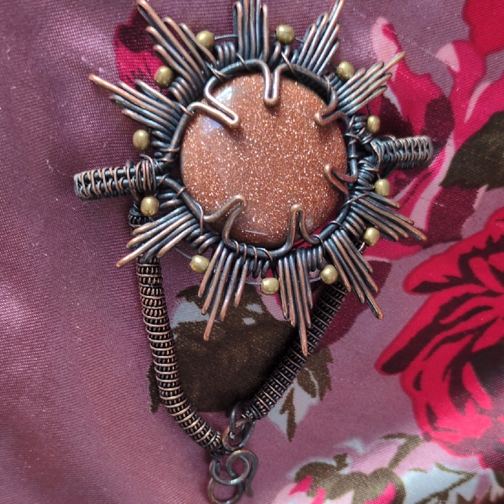Artisan Copper Wire Wrapped Sunburst Pendant